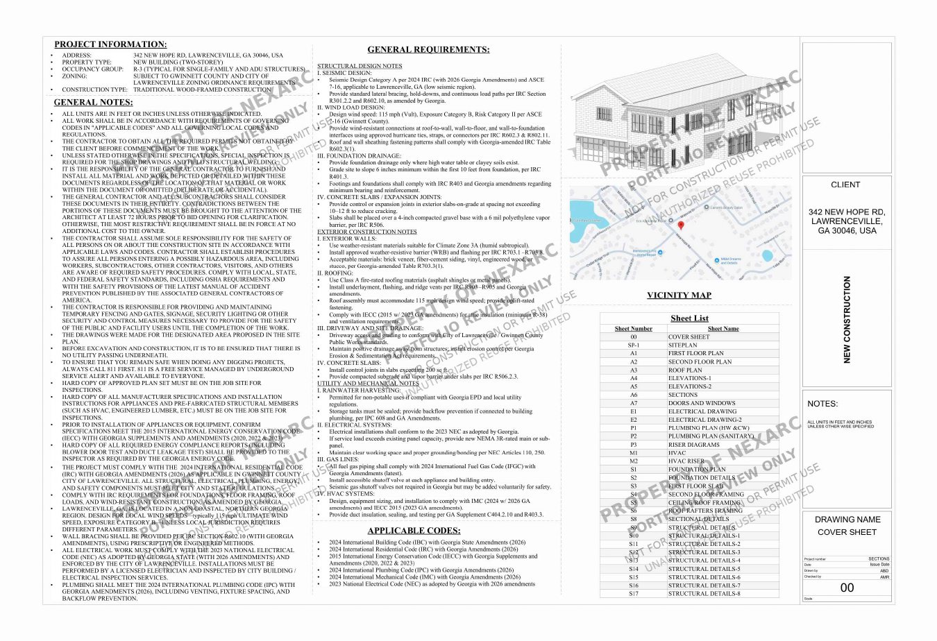 Preview of Lawrenceville Georgia residential drawing set